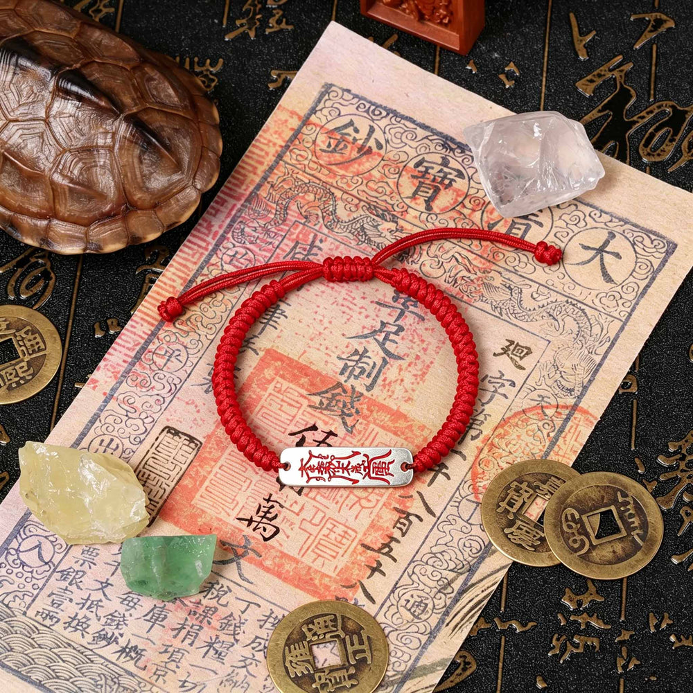 Annual Resilience Array – Premium Metallic & Red Silk Bracelet
