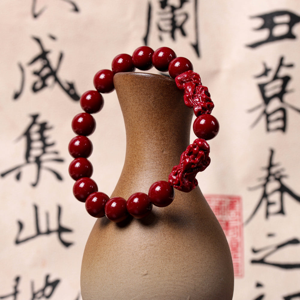 Stability & Retention Array – Natural Cinnabar Double Pixiu Bracelet