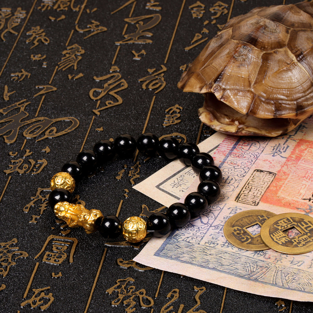 Prosperity Guardian Array – Natural Black Obsidian Pixiu Bracelet