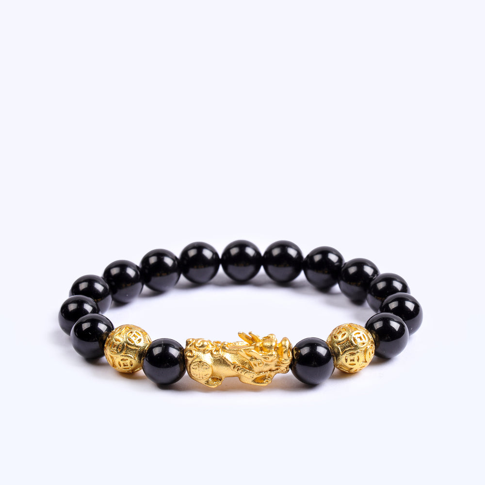 Prosperity Guardian Array – Natural Black Obsidian Pixiu Bracelet