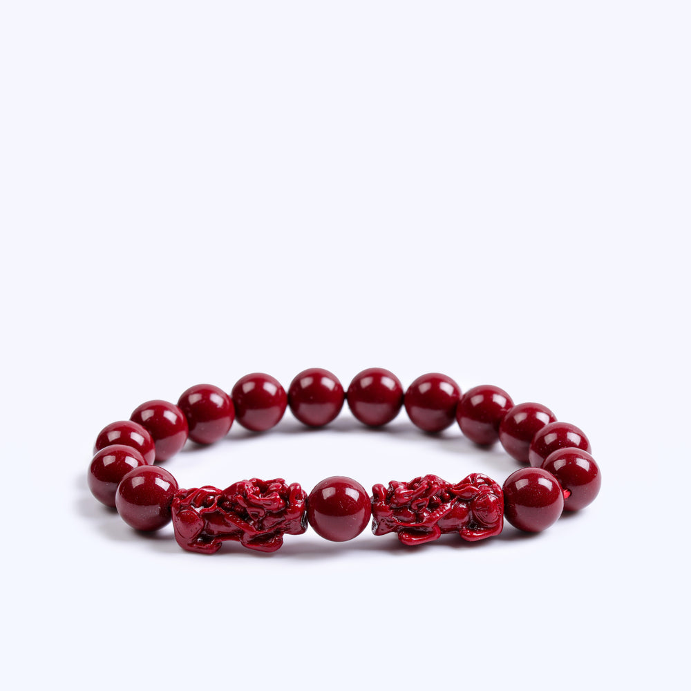 Stability & Retention Array – Natural Cinnabar Double Pixiu Bracelet