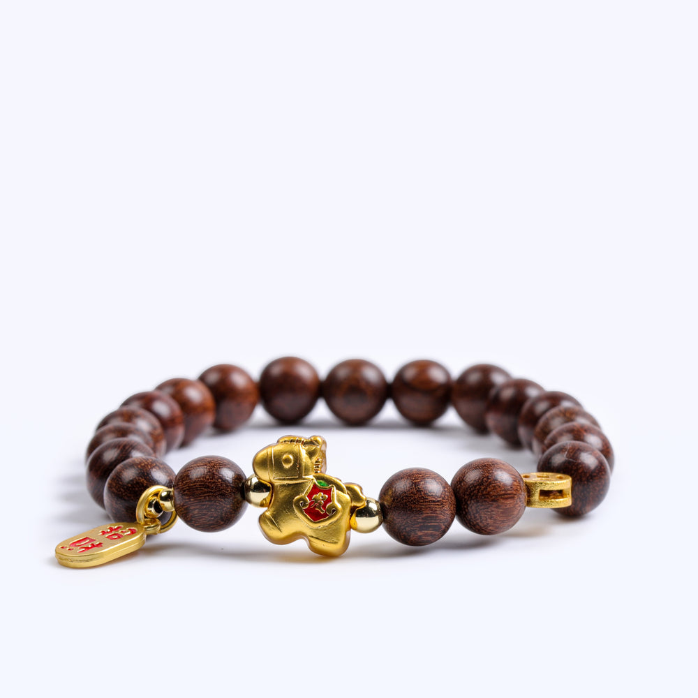 Momentum & Balance Array – Natural Golden Silk Sandalwood Bracelet